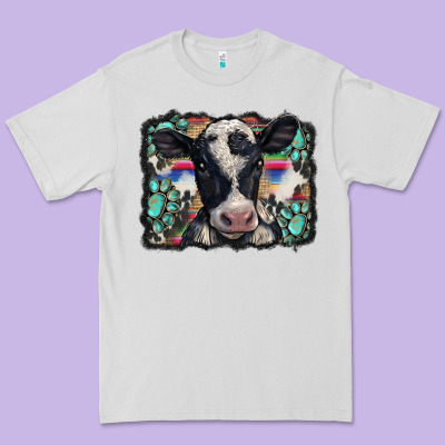 Western Background Turquoises Gemstones Black And White Baby Cow Premium Tee Designed By Barkaloodesign