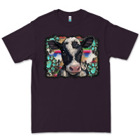Plum western background turquoises gemstones black and white baby cow Premium Tee - BarkalooDesign