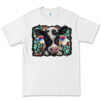 White western background turquoises gemstones black and white baby cow Premium Tee - BarkalooDesign