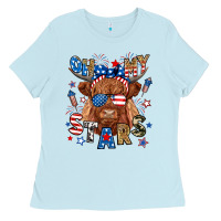 Baby Blue oh my stars highland cow Ladies Tee - RanaPortraitStore