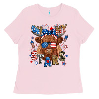 Bubblegum Pink oh my stars highland cow Ladies Tee - RanaPortraitStore