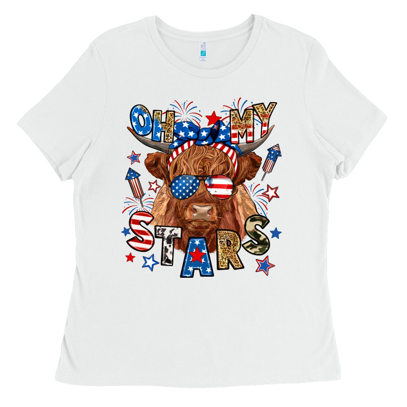 Oh My Stars Highland Cow Ladies Tee by RanaPortraitStore | Teevron