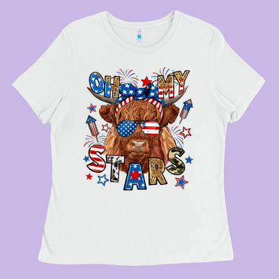 Ladies Tee oh my stars highland cow