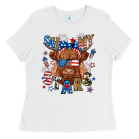 White oh my stars highland cow Ladies Tee - RanaPortraitStore