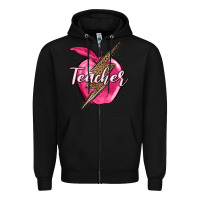 Black teacher lightning bolt valentine s day Zipper Hoodie - MaliasSmallBusiness