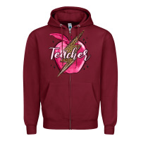 Burgundy teacher lightning bolt valentine s day Zipper Hoodie - MaliasSmallBusiness