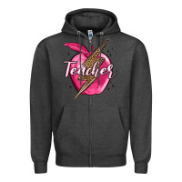 Charcoal Heather teacher lightning bolt valentine s day Zipper Hoodie - MaliasSmallBusiness