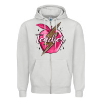 Dove Grey teacher lightning bolt valentine s day Zipper Hoodie - MaliasSmallBusiness