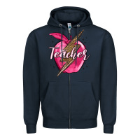 Navy teacher lightning bolt valentine s day Zipper Hoodie - MaliasSmallBusiness