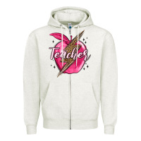 Oatmeal Heather teacher lightning bolt valentine s day Zipper Hoodie - MaliasSmallBusiness