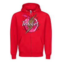 Red teacher lightning bolt valentine s day Zipper Hoodie - MaliasSmallBusiness