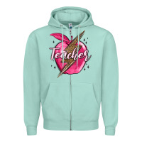 Seafoam teacher lightning bolt valentine s day Zipper Hoodie - MaliasSmallBusiness