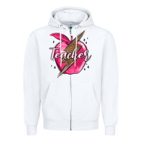 White teacher lightning bolt valentine s day Zipper Hoodie - MaliasSmallBusiness