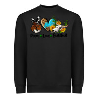 Black peace love  bullskull Heavyweight Sweatshirt - AdoDesignShop