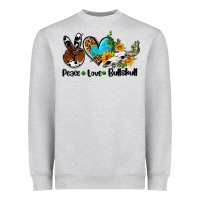 Heather Grey peace love  bullskull Heavyweight Sweatshirt - AdoDesignShop