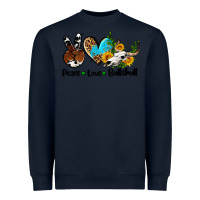 Navy peace love  bullskull Heavyweight Sweatshirt - AdoDesignShop