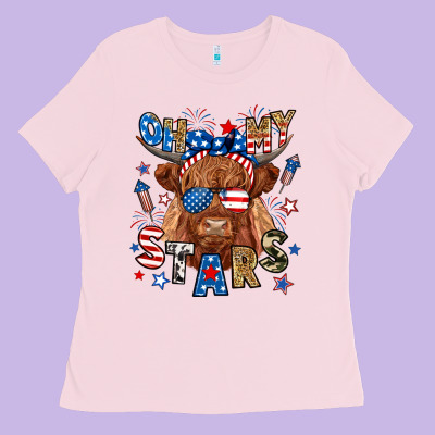 Ladies Tee oh my stars highland cow