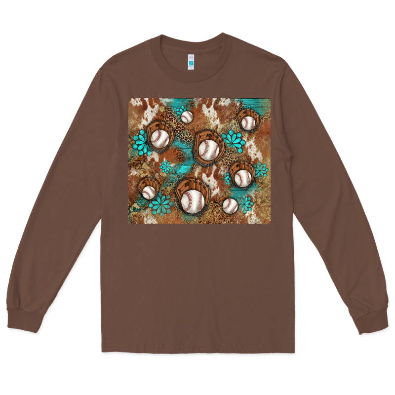 Baseball Turquoise Gemstones Western Patterns Long Sleeve Tee by BarkalooDesign | Teevron