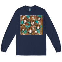 Navy baseball turquoise gemstones western patterns Long Sleeve Tee - BarkalooDesign