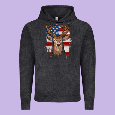 Deer American Flag Vintage Hoodie Designed By Jahusdesignshop