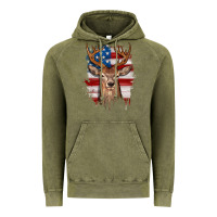 Vintage Olive deer american flag Vintage Hoodie - JahusDesignShop