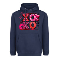 Navy Xoxo Valentine's Day leopard frame Heavyweight Hoodie - LillyAllenDesigns