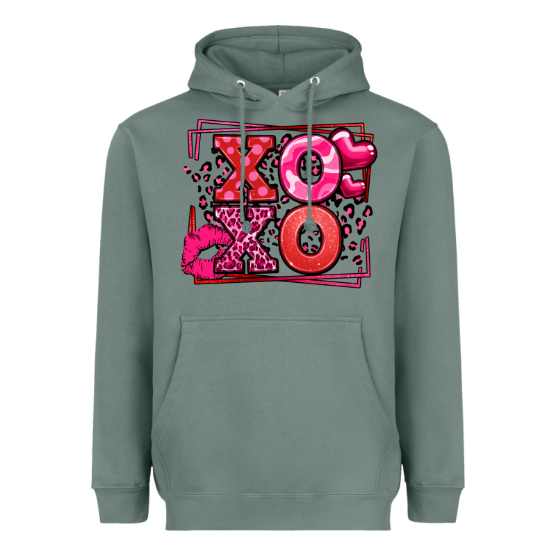Xoxo Valentine's Day Leopard Frame Heavyweight Hoodie by LillyAllenDesigns | Teevron