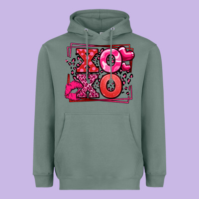 Xoxo Valentine's Day Leopard Frame Heavyweight Hoodie Designed By Lillyallendesigns