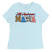 Baby Blue all american mama Ladies Tee - RanaPortraitStore