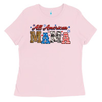Bubblegum Pink all american mama Ladies Tee - RanaPortraitStore