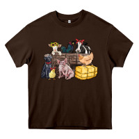Chocolate Brown farm animals wagon Heavy Core Tee - Zillion Design Studio