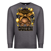 Charcoal Heather birthday queen afro messy bun Premium Sweatshirt - Artiststas