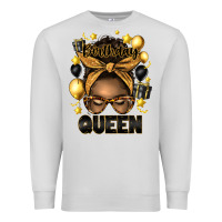 Dove Grey birthday queen afro messy bun Premium Sweatshirt - Artiststas