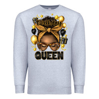 Heather Grey birthday queen afro messy bun Premium Sweatshirt - Artiststas