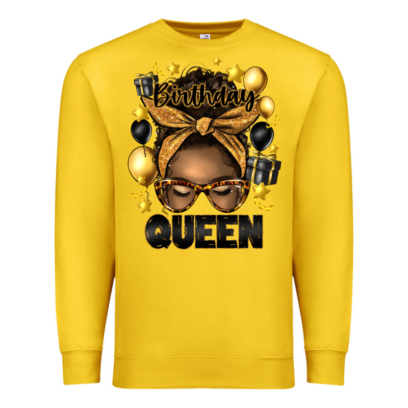 Birthday Queen Afro Messy Bun Premium Sweatshirt by Artiststas | Teevron
