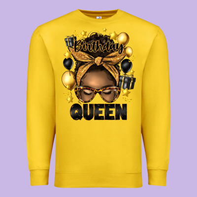 Birthday Queen Afro Messy Bun Premium Sweatshirt Designed By Artiststas