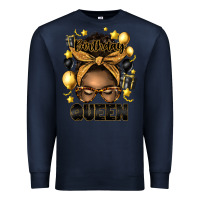 Navy birthday queen afro messy bun Premium Sweatshirt - Artiststas