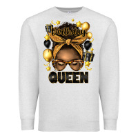 Oatmeal Heather birthday queen afro messy bun Premium Sweatshirt - Artiststas
