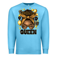 Ocean Blue birthday queen afro messy bun Premium Sweatshirt - Artiststas