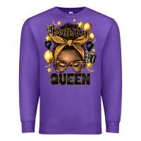 Purple birthday queen afro messy bun Premium Sweatshirt - Artiststas