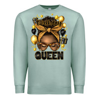 Seafoam birthday queen afro messy bun Premium Sweatshirt - Artiststas