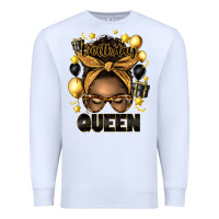 White birthday queen afro messy bun Premium Sweatshirt - Artiststas