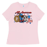 Bubblegum Pink all american girl Ladies Tee - RanaPortraitStore