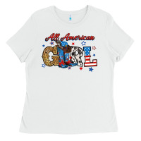 White all american girl Ladies Tee - RanaPortraitStore