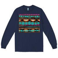 Navy leopard aztec turquoise jewelry Long Sleeve Tee - BarkalooDesign