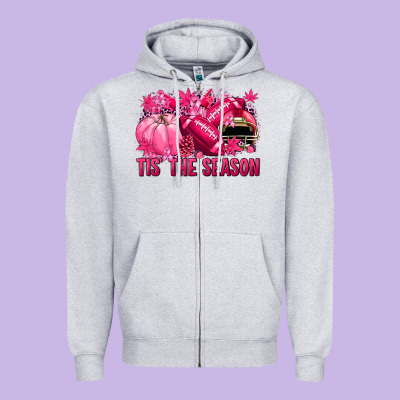 Tis' The Season Football Breast Cancer Zipper Hoodie Designed By Nancycooperartshop