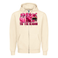 Sandshell Tis' the season Football Breast Cancer Zipper Hoodie - NancyCooperArtShop