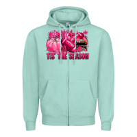 Seafoam Tis' the season Football Breast Cancer Zipper Hoodie - NancyCooperArtShop