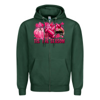 Sports Green Tis' the season Football Breast Cancer Zipper Hoodie - NancyCooperArtShop