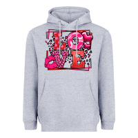Heather Grey Love Valentine's Day leopard frame Heavyweight Hoodie - LillyAllenDesigns